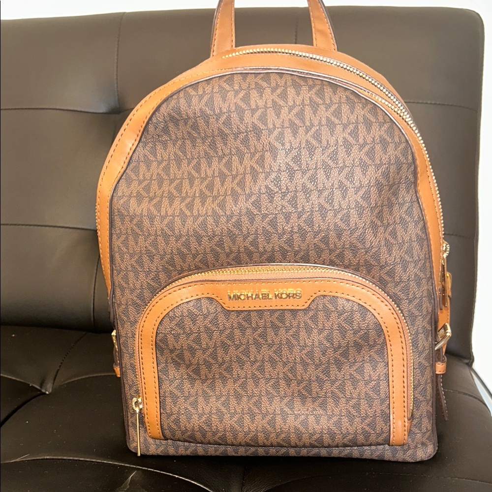 Michael Kors Signature Brown and Tan Backpack
